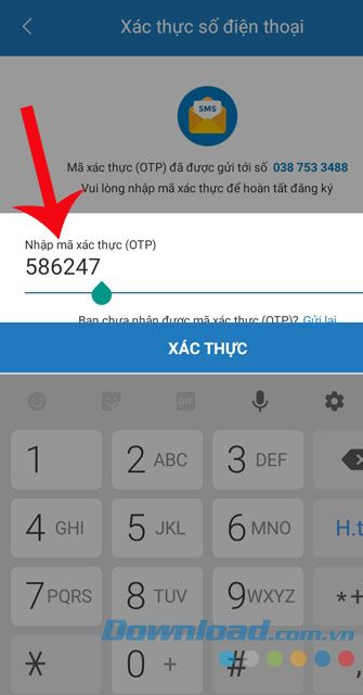 Nhập Mã xác nhận