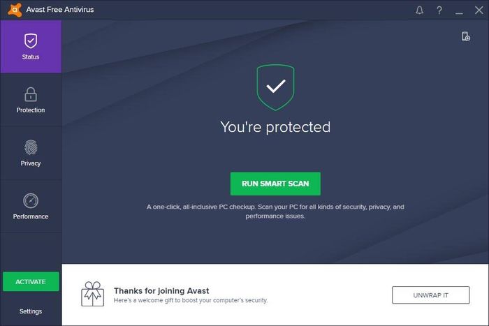 Giao diện Avast Free Antivirus