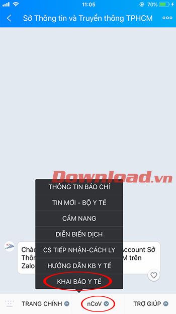 Cách khai báo y tế toàn dân trên Zalo 4