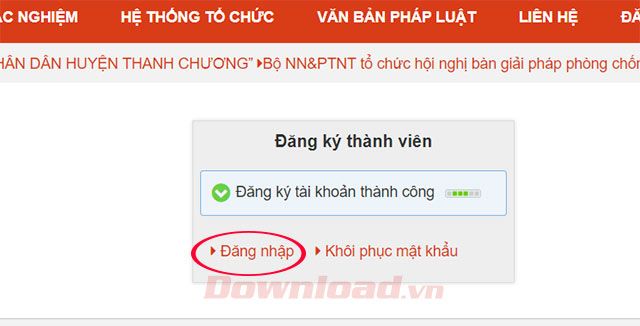 Nhấn vào Đăng nhập