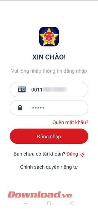 Đăng nhập vào tài khoản VNEID