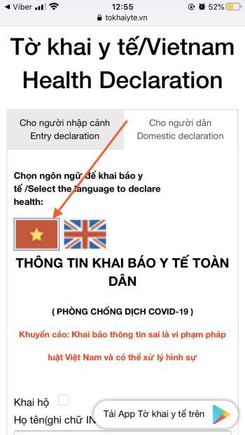 Khai báo y tế toàn dân trên trang web 4