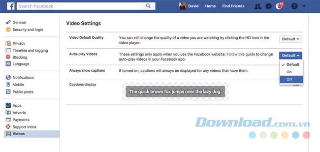 Tắt tự động phát video trên Facebook