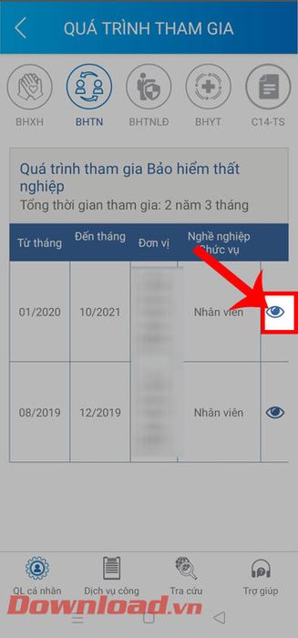 Nhấn vào biểu tượng con mắt