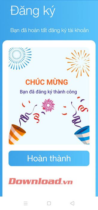 Tài khoản đã được đăng ký thành công