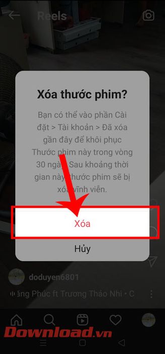 Tiếp tục nhấn nút Xóa