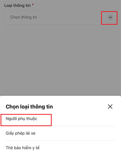 Chọn loại người thân