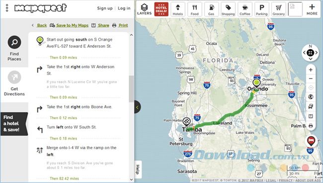 Giao diện của MapQuest