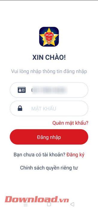 Đăng nhập vào tài khoản VNEID