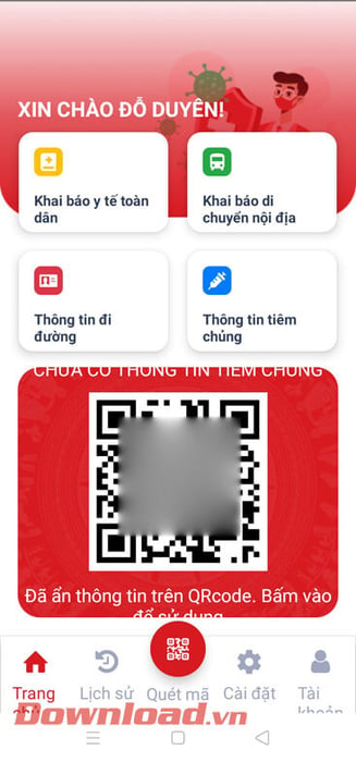 Thông tin cá nhân đã được ẩn trên mã QR Code