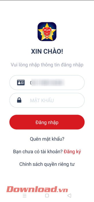 Đăng nhập vào tài khoản VNEID bằng mật khẩu cũ