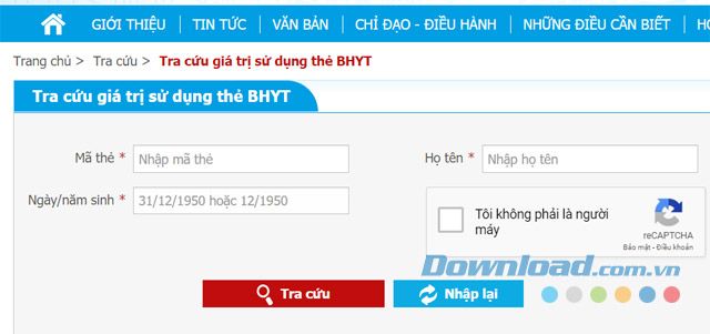 Tra cứu giá trị sử dụng thẻ BHYT