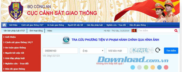 Hướng dẫn tra cứu phạt nguội online