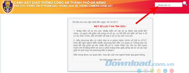 Tra cứu vi phạm phạt nguội tại Đà Nẵng