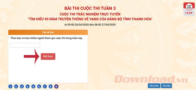 Kết thúc bài thi