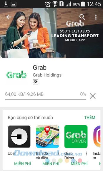 Quá trình tải và cài đặt Grab