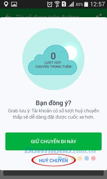 Tiến hành hủy chuyến