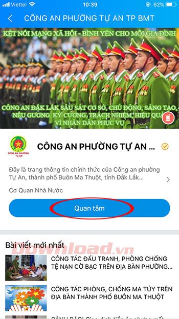 cách sử dụng Zalo tra cứu số điện thoại cảnh sát khu vực 2