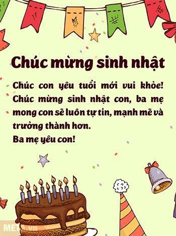 Thiệp mừng sinh nhật cho con và lời chúc tốt đẹp