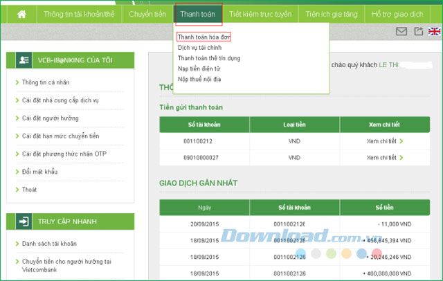 Thanh toán các dịch vụ