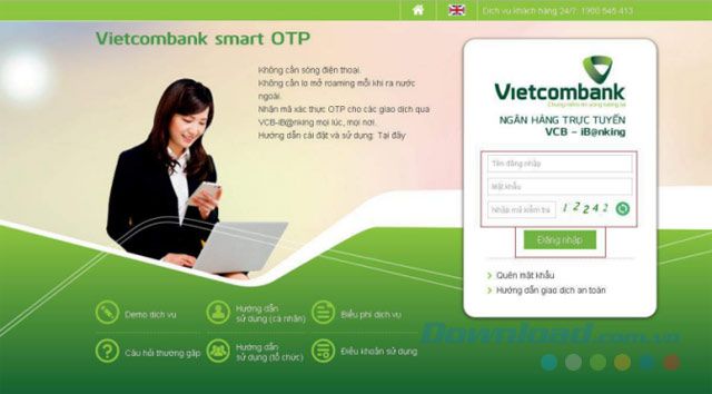 Đăng nhập vào dịch vụ VCB-iB@nking