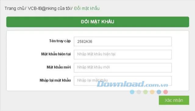 Thay đổi mật khẩu đăng nhập