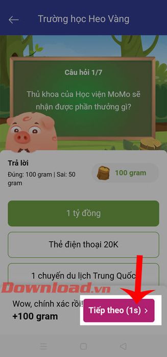 Ấn vào nút Tiếp