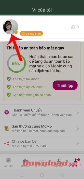 Chọn tên tài khoản