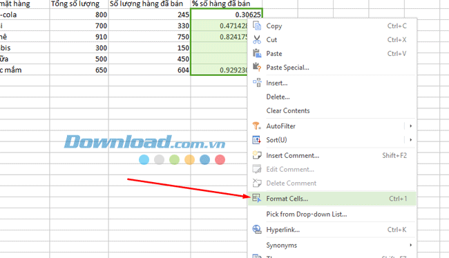 Tính Phần Trăm Trên Excel