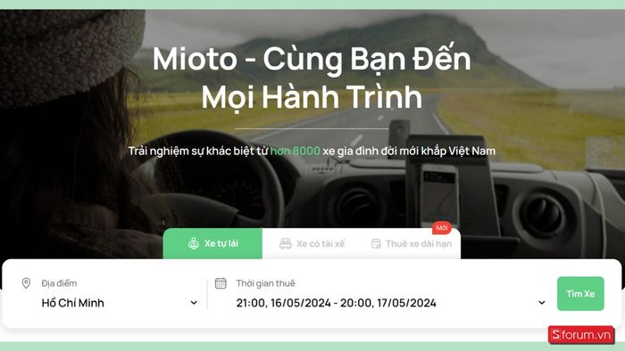 Hướng dẫn cách đặt xe Mioto - Bước 1