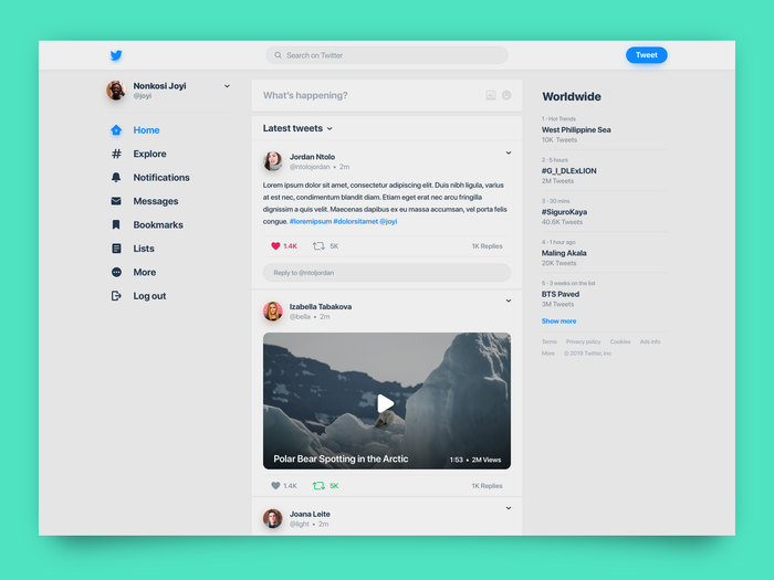 Twitter (Concept) by Alex Opon trên Dribbble