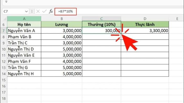 Hướng dẫn cách sao chép công thức trong Excel bằng cách nhấn chuột