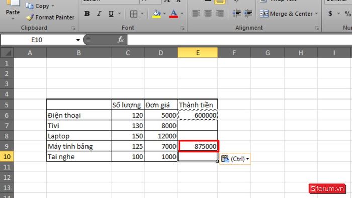 Cách sao chép công thức trong Excel để dán hàng loạt - Bước 3