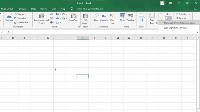 Cách thêm chữ ký vào Excel, cách 2 bước 1