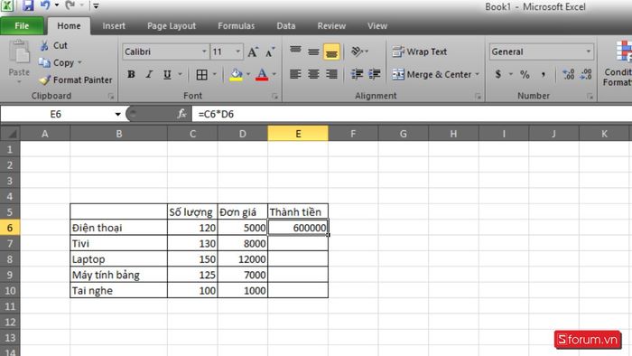 Cách sao chép công thức trong Excel chỉ để sao chép công thức - Bước 1