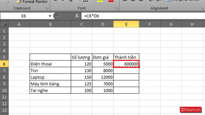 Cách sao chép công thức trong Excel để dán hàng loạt - Bước 2