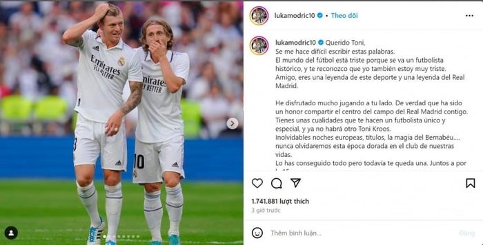 Luka Modric tỏ ra rất bùng nổ cảm xúc sau khi Toni Kroos thông báo về việc giải nghệ 466870