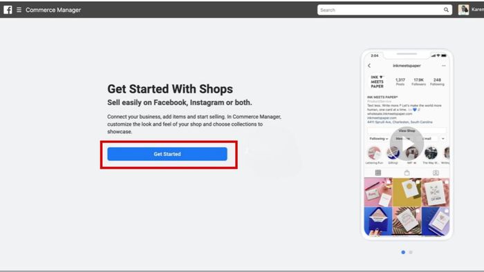 Cách tạo và cài đặt Facebook Shop - Bước 1