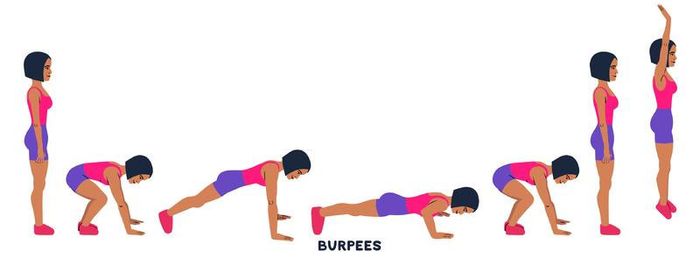 Chuẩn bị tập Burpees với tư thế thẳng đứng