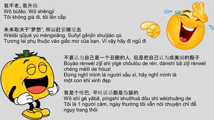 Stt câu nói hài hước trong tiếng Trung