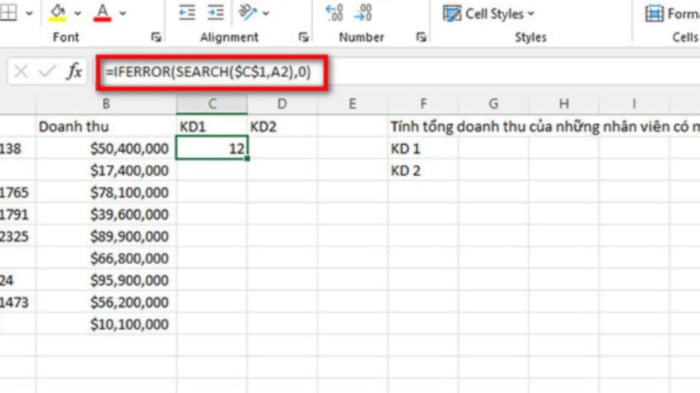 Phương pháp tính tổng các ô không kề nhau trong Excel cách 1 bước 1