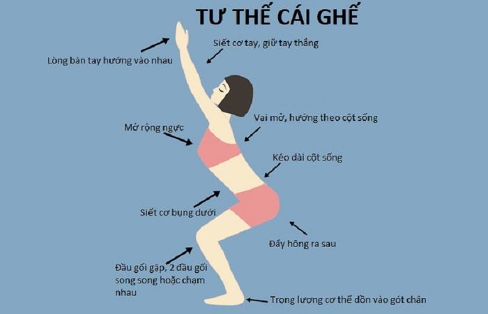 Tư thế cái ghế trong yoga cho người thoái hóa khớp gối