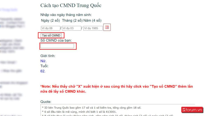 Cách tạo CMND Trung Quốc miễn phí - Bước 3