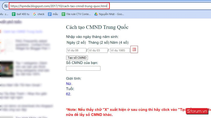 Cách tạo CMND Trung Quốc miễn phí - Bước 1