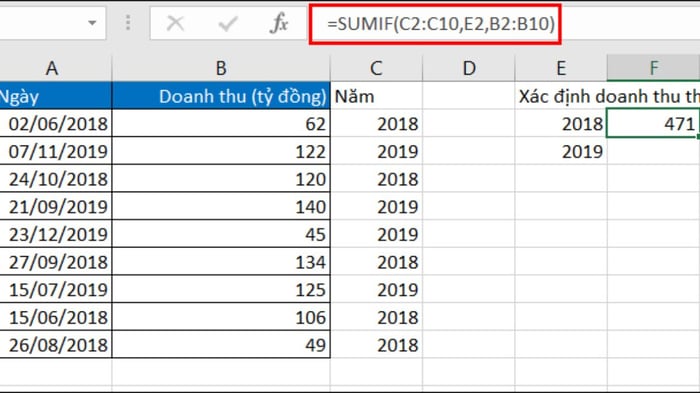 Cách sử dụng hàm YEAR trong Excel 2