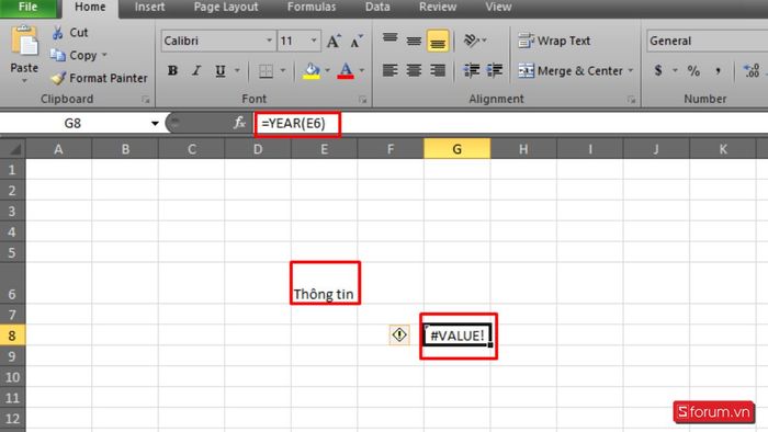 Lỗi phổ biến khi sử dụng hàm YEAR trong Excel 1