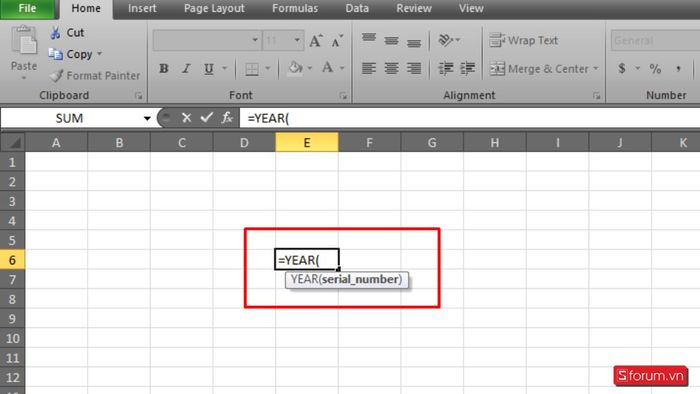 Cách dùng hàm YEAR trong Excel 1