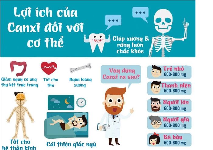 Vai trò của canxi đối với cơ thể và lượng cần bổ sung