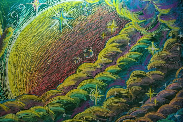 Bức tranh đẹp ngất ngây trên bảng của lớp 12, đã được học sinh vẽ suốt 5 tiếng đồng hồ - Ảnh 4.