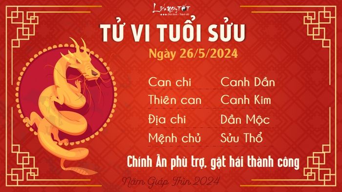 Tu vi ngày 26/5/2024 cho tuổi Sửu.